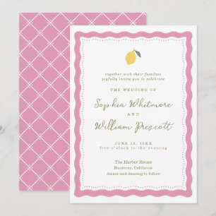 Hochzeits-Einladung Preppy Pink Lemon Amalfi-Küste Einladung