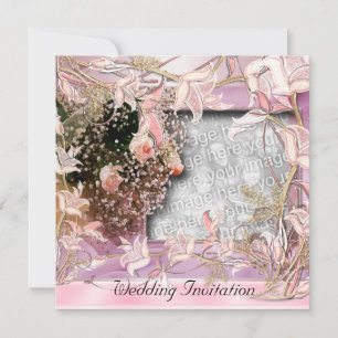 Hochzeits-Einladung Rosa Foto Blumenrahmen Einladung