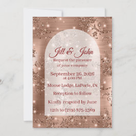 Hochzeits-Einladung Rose Gold gebogener Glitter Einladung