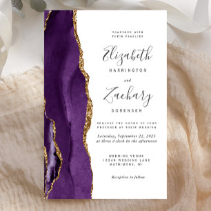 Hochzeits-Einladung Tall Budget Purple Gold Achat