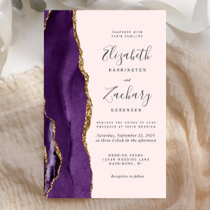 Hochzeits-Einladung Tall Budget Purple Gold Agate