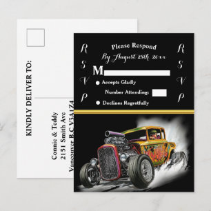 Hochzeits-Einladung und Hot Rod Einladungspostkarte