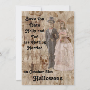 Hochzeits-Einladung zu Halloween in Beige Einladung
