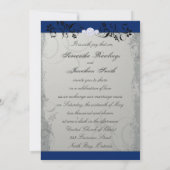 Hochzeits-Einladungs-elegantes graues Königsblau Einladung (Rückseite)