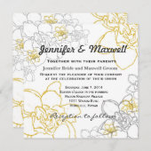 Hochzeits-Einladungs-graue und gelbe Blumen Einladung (Vorne/Hinten)