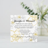 Hochzeits-Einladungs-graue und gelbe Blumen Einladung (Stehend Vorderseite)