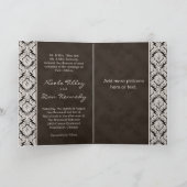 Hochzeits-Einladungs-Gruß-Karten-Brown-Damast Einladung (Innenseite)