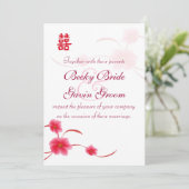 Hochzeits-Einladungs-Kirschblüten-Doppelt-Glück Einladung (Stehend Vorderseite)