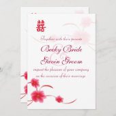 Hochzeits-Einladungs-Kirschblüten-Doppelt-Glück Einladung (Vorne/Hinten)