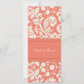 Hochzeits-Einladungs-korallenroter Sahnedamast Einladung (Vorderseite)
