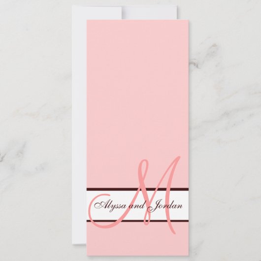 Hochzeits-Einladungs-Monogramm nennt Rosa und Einladung (Vorderseite)