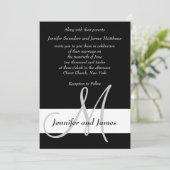 Hochzeits-Einladungs-Monogramm Schwarzweiss Einladung (Stehend Vorderseite)