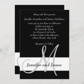 Hochzeits-Einladungs-Monogramm Schwarzweiss Einladung (Vorne/Hinten)