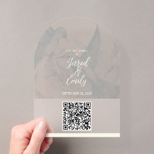 Hochzeits-Einladungs-QR-Code mit sanftem Kolibri-D Acryleinladungen