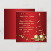 Hochzeits-Einladungs-Rot mit Goldweihnachtsbaum Einladung (Vorne/Hinten)