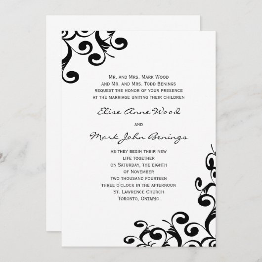 Hochzeits-Einladungs-Schablone Einladung (Vorne/Hinten)