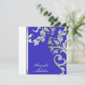 Hochzeits-Einladungs-Silber-Schein-BlumenWirbel Einladung (Stehend Vorderseite)