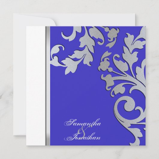 Hochzeits-Einladungs-Silber-Schein-BlumenWirbel Einladung (Vorderseite)