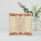 Hochzeits-Einladungs-Vintage Blatt-Rolle in den Einladung (Stehend Vorderseite)