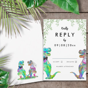 Hochzeits-Einladungsantwort für Dinosaurier RSVP Karte