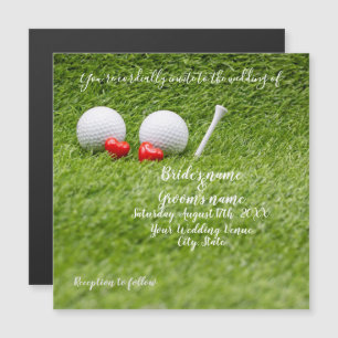 Hochzeits-Einladungskarte Golf mit Golfball & Lieb Magneteinladung