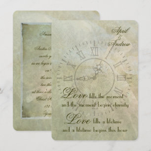 Hochzeits-Einladungskarte mit Vintage-Uhr Einladung