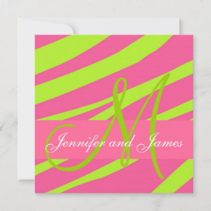 Hochzeits-Einladungskarten Monogramme Zebra Rosa G Einladung