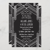 Hochzeits-Einladungszwanziger jahre schwarz u. Einladung (Vorne/Hinten)