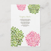Hochzeits-Empfangs-Karten-rosa u. grüne Blüte Begleitkarte (Rückseite)