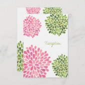 Hochzeits-Empfangs-Karten-rosa u. grüne Blüte Begleitkarte (Vorne/Hinten)
