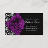 Hochzeits-Ereignis-Planer-lila Rosen-Damast Visitenkarte (Rückseite)