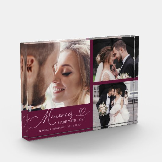 Hochzeits-Erinnerungen mit Liebe Cranberry Fotoblock (Links)