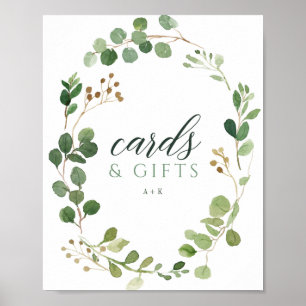 Hochzeits-Eukalyptus-Grünzeug-Karten & Geschenke-S Poster