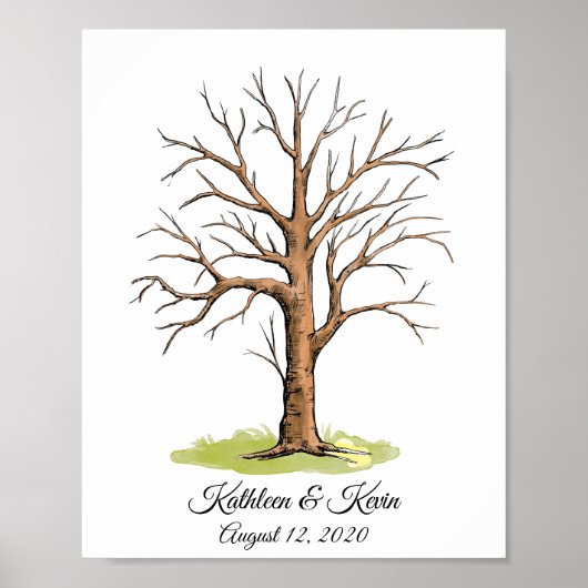 Hochzeits-Fingerabdruck-Baum-Gästebuch N.2 Poster (Vorne)