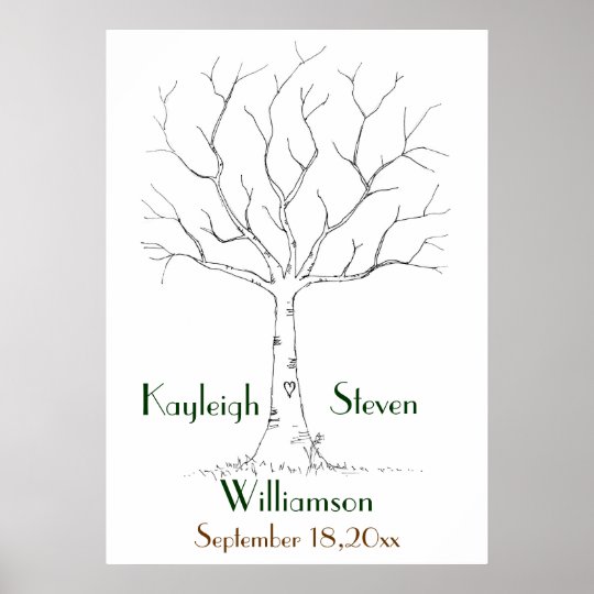 Hochzeits Fingerabdruck Baum Plakat Poster Zazzle De