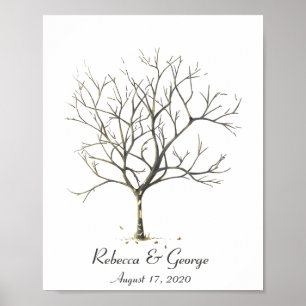 Hochzeits-Fingerabdruck-Baum Poster anpassbar