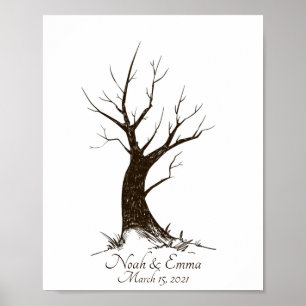 Hochzeits‑Fingerabdruck‑Baum‑Poster Poster