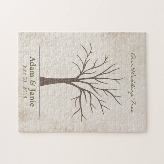 Hochzeits-Fingerabdruck-Baum - Puzzlespiel Puzzle (Horizontal)