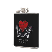 Hochzeits-Flasche - Skelette mit Herzen Flachmann (Links)