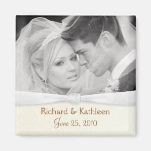 Hochzeits-Foto - Save the Date quadratischer Magnet