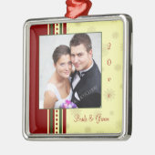 Hochzeits-Foto-Weihnachtsverzierung Silbernes Ornament (Links)