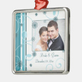 Hochzeits-Foto-Weihnachtsverzierung Silbernes Ornament (Links)