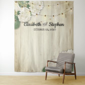 Hochzeits-Fotobooth-Hintergrund Hydrangea Lichter Wandteppich (Beispiel)
