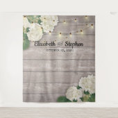 Hochzeits-Fotobooth-Hintergrund Hydrangea Lichter Wandteppich (Vorderseite)