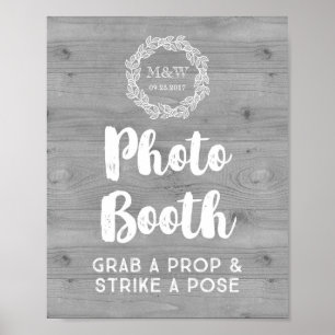 Hochzeits-Fotobooth-Schild Holz Muster Kranz Poster