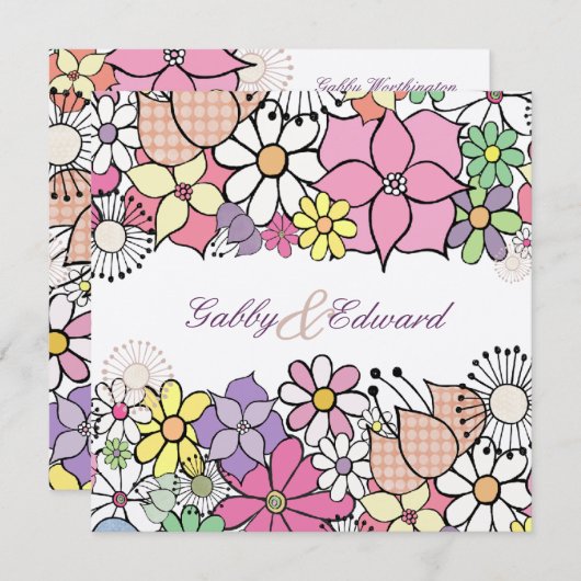 Hochzeits-Frühlings-Blüten-kundenspezifische Einladung (Vorne/Hinten)