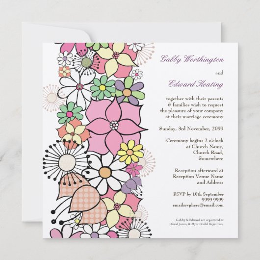 Hochzeits-Frühlings-Blüten-kundenspezifische Einladung (Rückseite)