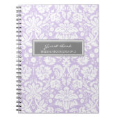 Hochzeits-Gast-Buch-lila graues Damast-Notizbuch Notizblock (Vorderseite)