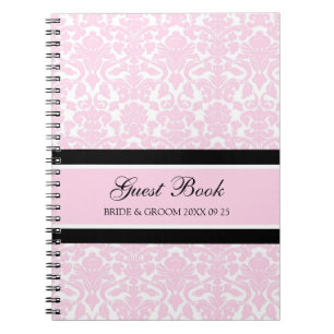 Hochzeits-Gast-Buch-Rosa-Damast-Notizbuch Notizblock