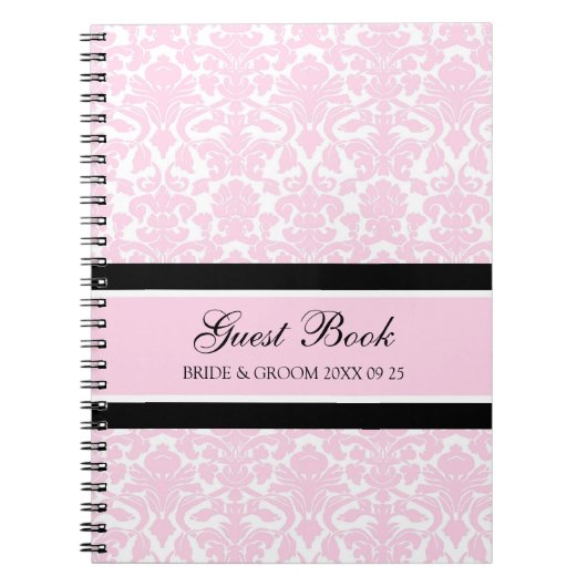 Hochzeits-Gast-Buch-Rosa-Damast-Notizbuch Notizblock (Vorderseite)